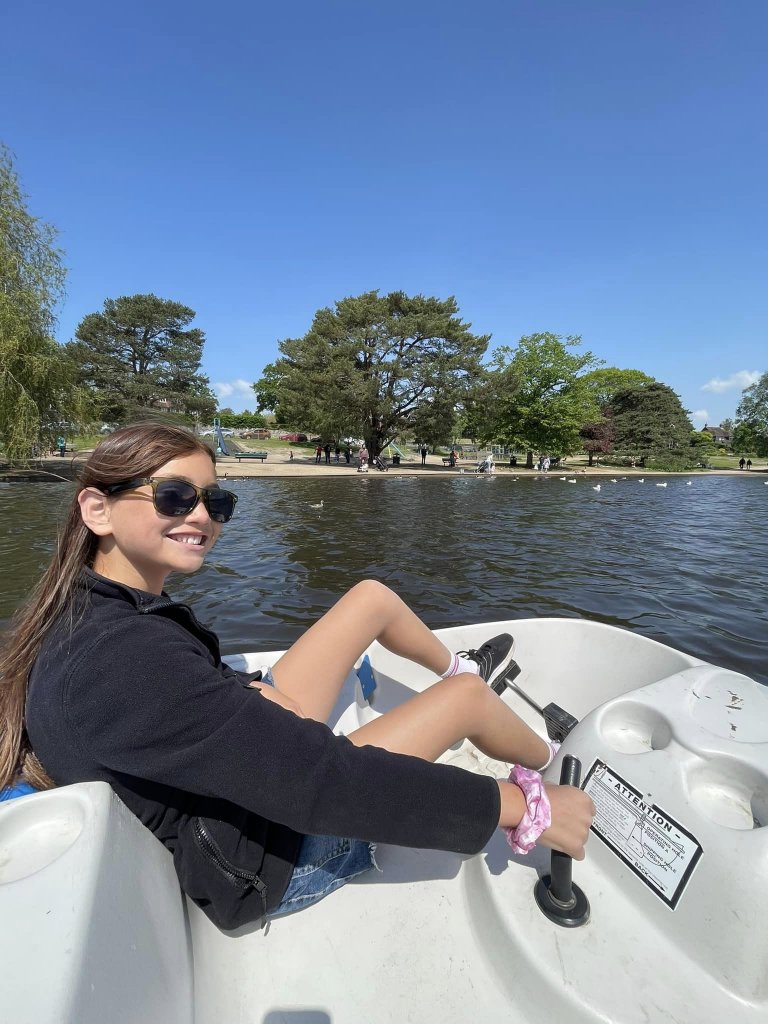 Teenager on a pedalo