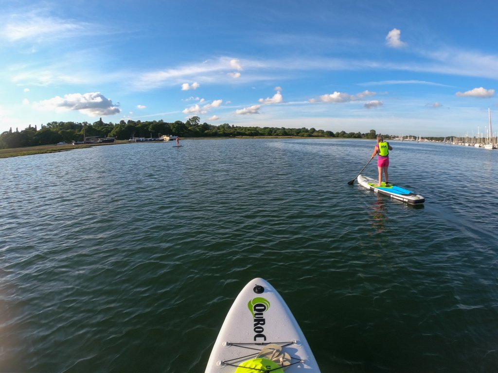 paddleboarding on the water
